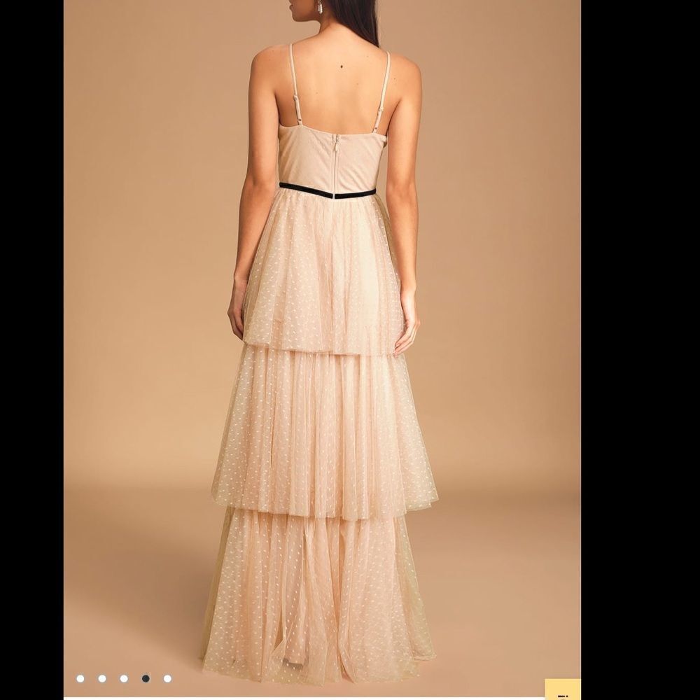 NWT Lulu*s Romantic Musings Blush Pink
Embroidered Lace Tiered Maxi Dress Large - Picture 6 of 14